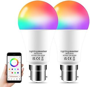 Lighting master Alexa Light Bulbs 12W 1280LM, Bluetooth Smart Bulb Colour Changing, 16 Million RGB Colours + Warm to Daylight White Dimmable, B22 Bayonet Led Bulbs by APP and Voice Control (2 Pack)