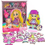 Love, Diana Outfit Mashups Wooden Dress Up Doll by Horizon Group USA, Dress Up Kit, Includes 30+ Reusable Magnetic Pieces, Wood Doll, Doll Stand & More