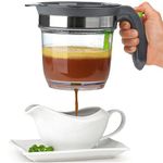 IVYONE 4 Cups Fat Separator with Strainer | Gravy and Grease Separator | Oil Separator | Fat Separator Measuring Cup, Including a Garlic Press for Free