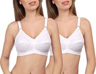 Eve's Beauty Women's Synthetic Non Padded Wire Free Full Coverage Bra White