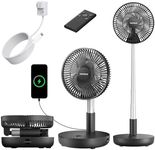 TriPole Portable Standing Fan Oscillating Fan with Remote, 9 Inch Foldable Quiet Travel Fans with Power Bank Function, 12000mAh Rechargeable Battery Operated Fans for Bedroom Outdoor Camping, Black