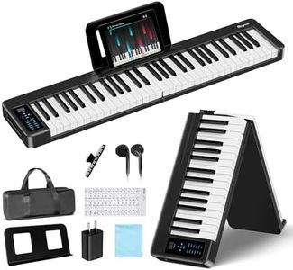 Rhymo Clavier de piano pliable de danse 61 touches, clavier électrique portable, grain de bois, semi-lesté, sensible au toucher, avec sac de rangement pour débutant