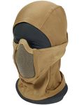 OneTigris Airsoft Balaclava Mesh Mask, Full Face Protection Ninja Style Paintball Face Mask for Airsoft Paintball CS Hunting Cycling Motorcycle, Tan