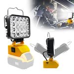 TODEHI Work Light for DeWalt 18/20V Battery, Cordless 54W LED Flood Light 2 Brightness with USB &Type C Charging Port, Battery Protection Rechargeable Work Lights for Outdoor Camping Job Site Lighting