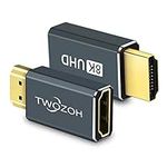 Twozoh 8K HDMI Extension Adapter (2-Pack), HDMI 2.1 Male to Female Connector Extender Support 8K@60Hz, 4K@144Hz, 2K@240Hz