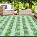 ROMROL Plastic Straw Reversible Area Rug, 5x8ft, Green Leaf, Waterproof, Indoor Outdoor, RV, Patio, Picnic, Beach, Camping