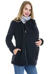 Smallshow Baby Carrier Jacket 3 IN 1 Fleece Zip Up Kangaroo Maternity Hoodies Black M