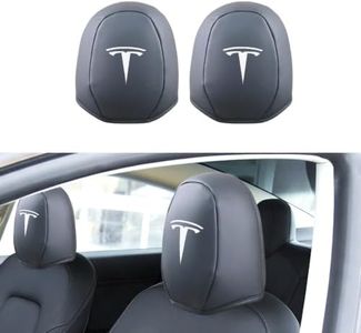 MEWANT 2 PCS Nappa Leather Car Seat Headrest Cover for Tesla