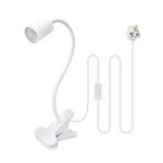 Clip on Light Bulb Holder E27 Clamp Lamp Holder with On/Off Switch Clip on Light Socket with 240CM Cable Adjustable Light Stand Clamp Lamp Fixture 360°Flexible Gooseneck Clip Light for Reading