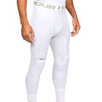 Under Armour Men's Full Length Basketball Tights, Padded Knee Protection, Adult Sizes White