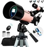 Telescope for Astronomy Beginners - 70mm Aperture and 400mm Focal Length Professional Refractor Telescope for Adults Great Astronomy for Christmas with Package, Pink