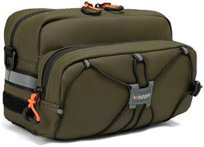 WINPRIM Bike Handlebar Bag, 5L Large Capacity Bicycle Front Bag, Water Resistant Bike Bag with Reflective Straps & Shoulder Strap, Handlebar Frame Bag for Road Bike, MTB, Commuter Cycling GREEN