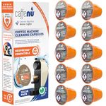 Nespresso Compatible Cleaning Pods. 10 Nespresso Cleaner Capsules. Improved Coffee Flavor. For Nespresso Originaline, Use with Nespresso Descaling Kit.