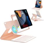 OYEEICE Keyboard Case for iPad 9th/8th/7th Generation 10.2 inch 2021/2020/2019, iPad Pro 10.5-inch, iPad Air 3 2019- Rotating Magnetic Clear Cover with Detachable Wireless Backlit Keyboard - Pink