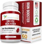 Iron Booster - Iron Supplement for Women - Helps Boost Red Blood Cell Production with Slow Release Non Constipating Ferrous Iron Pills for Women - Best Iron Supplements for Anemia - Raw Iron Vitamins