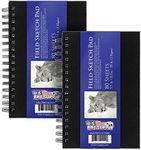 U.S. Art Supply 5.5" x 8.5" Premium Hardbound Sketch Book, Pack of 2, 80 Sheets Each, 70 lb (110gsm) - Hardcover Spiral Bound Artist Field Sketch Pad, Acid-Free Drawing Paper - Kids, Adults, Students