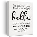 Inspirational Quote Canvas Wall Art in Case No One Told You Today Hello Good Morning Canvas Print Positive Poster Painting Wall Decor Framed Gift 12x15 Inch