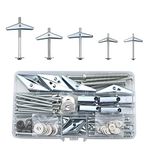 Plasterboard Fixings 40 Sets(120pcs),Drywall Screws And Wing Spring Toggle Bolts(M3/M4/M5/M6) Assorted Hollow Anchors Kit,Heavy Duty Wall Plugs For Plasterboard,Cavity Wall,Fibreboard(50/60/80mm)