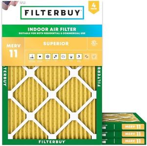 Filterbuy 16x20x1 Air Filter MERV 11 Allergen Defense (4-Pack), Pleated HVAC AC Furnace Air Filters Replacement (Actual Size: 15.50 x 19.50 x 0.75 Inches)