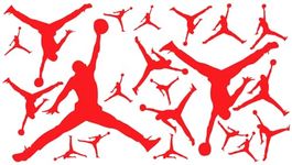 20 Assorted Air Jump man Dunk Vinyl Stickers Logo Vinyl Decal + FREE 6 Swishes Label Birthday Party Baby Shower iPhone & More Logo (RED)