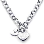 Heart Toggle Necklace I Love You to the Moon and Back Charm Stainless Steel 18