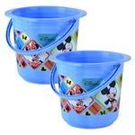 Kuber Industries (Pack of 2) Bucket (16 LTR) Water Bucket for Bathroom | Check Disney | Plastic Bucket for Kitchen | Balti for Bathroom | Portable Bucket | Kitchen accessories items | Blue