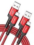 Micro USB Cable Android Fast Charger, JSAUX 2 Pack 6.6FT Micro USB Android Phone Charger Nylon Braid Cord Compatible with Samsung Galaxy S7 S6 J7 Edge Note 5, Kindle, PS4 Controller, Xbox - Red