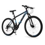 Ktaxon Mountain Bike 26 Inch Men & Women Mountain Bike 21-Speed Adult Bikes, Double Disc Brake, Suspension Fork,High Carbon Steel Frame (Matte Blue)
