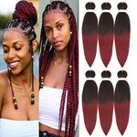 Pre-stretched Braiding Hair Professional Easy Crochet Braid Hair 26 Inch 6 Packs Hot Water Setting Soft Synthetic Braiding Hair Extension for Twist Senegalese Crochet Hair (26inch, #T530)