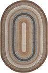 SAFAVIEH Braided Collection Area Rug - 5' x 8' Oval, Brown & Multi, Handmade Country Cottage Reversible, Ideal for High Traffic Areas in Living Room, Bedroom (BRD313A)