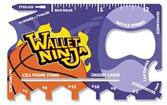 Wallet Ninja - Sports: Baseball, Basketball, Football 18 in 1 Credit Card Sized Multitool - Basketball