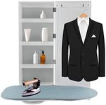 BANLICALI Wall Ironing Board Cabinet, Modern Wall Mounted Ironing Board Cabinet with Storage Cabinet and Mirrors, White Built in Ironing Board for Home Apartment (with a Rotatable Ironing Board)