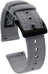 BARTON WATCH BANDS Quick Release Canvas Watch Band Straps, Cool Grey & Black PVD Buckle, 20mm