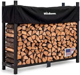 Woodhaven Black Large Outdoor Firewood Rack (6 Foot, With Cover)