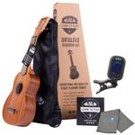 Kala Learn To Play Ukulele Soprano Starter Kit includes Online Lessons, Tote Bag, App & Book Bundle with a Kala Tuner and Lumintrail Polishing Cloth