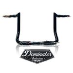 Dominator Industries 1 1/4" PRE-WIRED 10" Meathook Monkey Bar Ape Hanger Handlebar Compatible With 2014-2020 Harley-Davidson Bagger Touring Electra & Street Glide (Black) Heated Grip Option