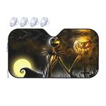 The Pumpkin King Jack Windshield Sun Shade, Car Window Shades Front Windows Sunshade Cover Reflective Sun Visor Shield for Cars SUV Trucks, Medium 55 x 31 in