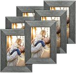 TWING 5 X 7 Picture Frames Set of 6, Rustic Grey Farmhouse Photo College Frame for Wall Decor or Table Top Display