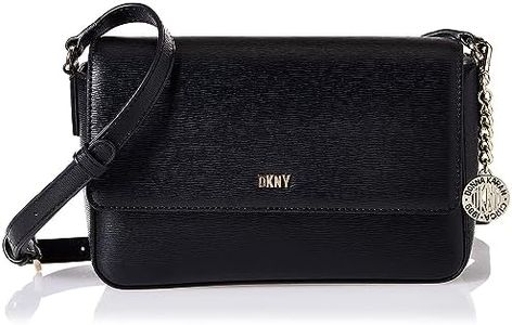 DKNY Bryant MD Flap Cross, Sac à bandoulière Femme, Noir/Or, Taille Unique