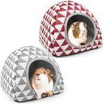 Tierecare 2 Pack Guinea Pig Hideout Bed Washable Guinea Pig Cage Accessories Cozy House Habitat Hide-Out for Chinchilla Hedgehog Small Animal Supplies