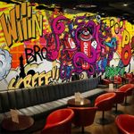 KOMNNI 3D Creative Graffiti Wallpaper Dance Room Background Wall Decoration Abstract Graffiti Mural Sports Gym Graffiti Wallpaper Hip Hop Self-Adhesive Wallpaper