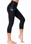 Dragon Fit High Waist Yoga Leggings with 3 Pockets Tummy Control Workout Running Yoga Pants for Women (Medium, Capris Black Leopard)