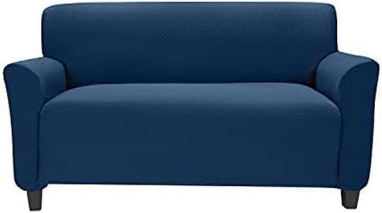 Premius Vivian Stretch Diamond Living Room Love Seat Cover, Stretchy Soft & Comfortable Feel Fabric, Protects and Transforms Furniture, Machine Washable, 96.5x47.25 Inches (Navy)