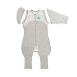 Love To Dream Swaddle Up Transition Suit, Large (8.5-11kg), Ideal Fabric for Moderate Temperatures (20-24°C), Patented Zip-off Wings, Gentle Transition from Swaddling to Arms-Free Sleep, Grey