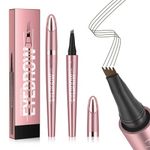 2Pcs Microblading Eyebrow Pencil, 2026 New 3D Waterproof Eyebrow Pen, Create Natural Hair-Like Brows, Natural Gap Filling Eyebrow Makeup Long-Lasting Fine Stroke Eye Brow Pen (5#Dark Brown)