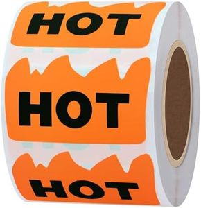 Hybsk 500pcs Rave Hot Stickers 2 x 1-1/5 Inch Fluorescent Hot Flame Fire Shape Labels Marking Popular Items for Restauresent Supermarkets Stores Shops (Fluorescent Orange)