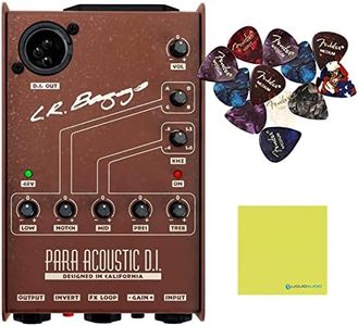 LR Baggs para DI Acoustic Guitar Preamp and 5-Band EQ Bundle w/ 12-Pack Fender Guitar Picks & Liquid Audio Polishing Cloth