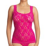 hanky panky Classic Cami - Classic Tank Top Women's Lace Made of Stretch Lace Signature Lace, Lingerie Camisole Underwear, Colour Pink Ruby - Size S