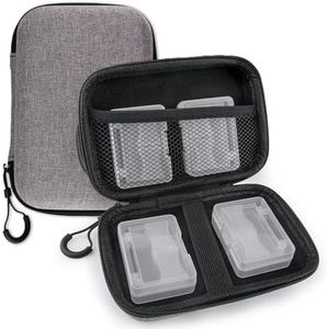 Micscrew 32 Slot Light Gray Portable SD Card Holder with 4 Individual Clear Plastic Memory Card Case, Sailcloth Surface SD Card Case, Waterproof and Shockproof SD Card Storage for SD Cards