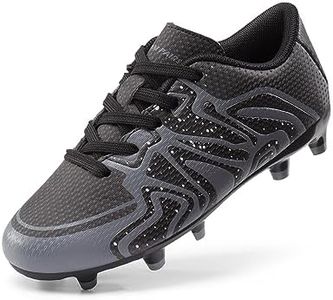 DREAM PAIRS Boys Girls Soccer Cleats Youth Firm Groud Sport Athletic Outdoor Trainning Football Shoes for Little/Big Kid,Size 6 Big Kid,Black/Dark/Grey/White,160472-K